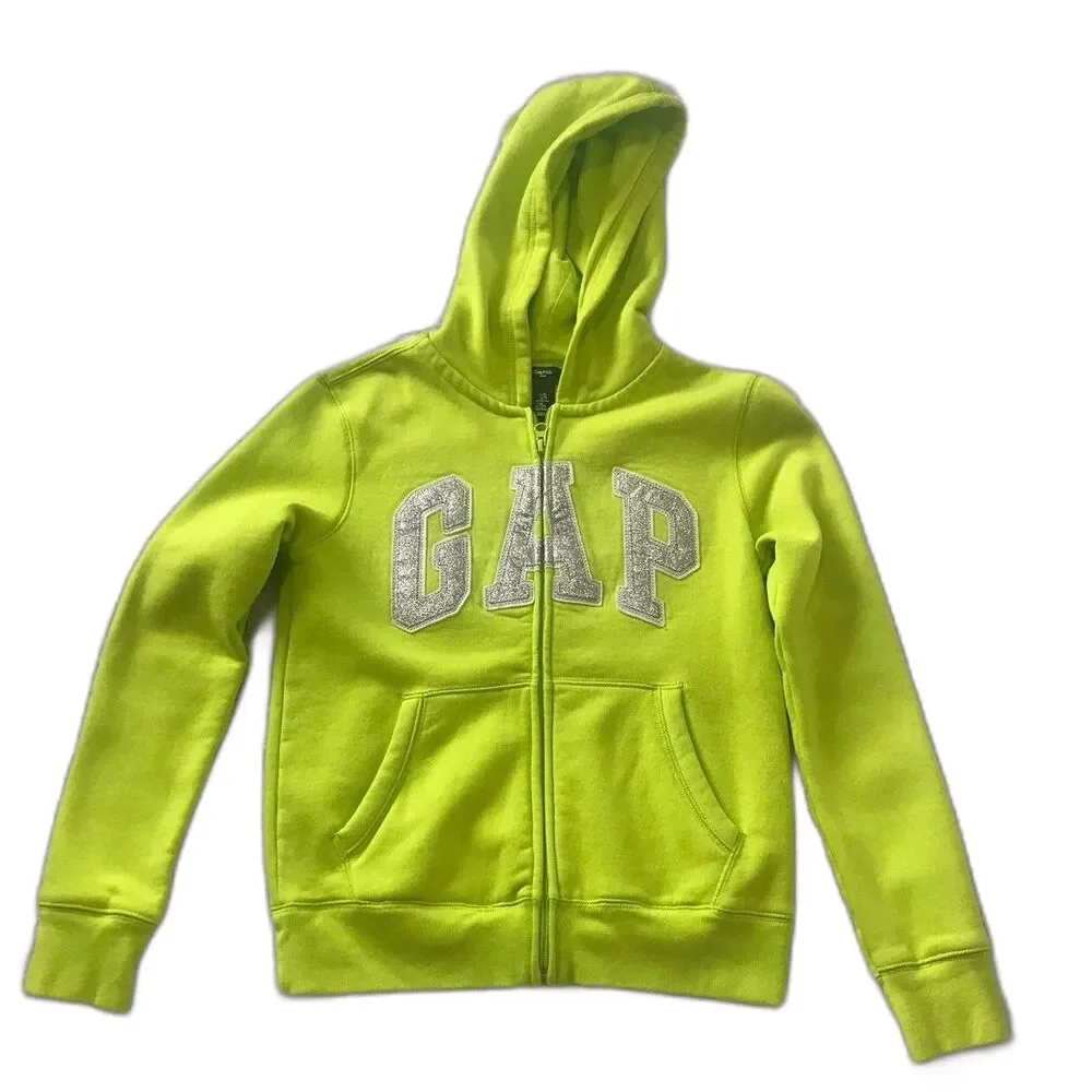 Gap kids lime hoodie full zipper long sleeve size XL Kids  athletic academia